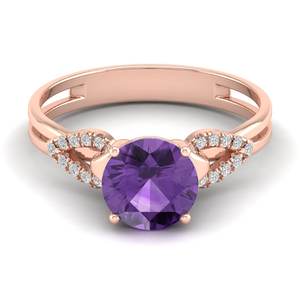 Bague de fiançailles en moissanite certifiée GRA, prix de gros REYES, argent sterling 925, coupe ronde, améthyste 2 carats, pierres précieuses fines - Product Image 5