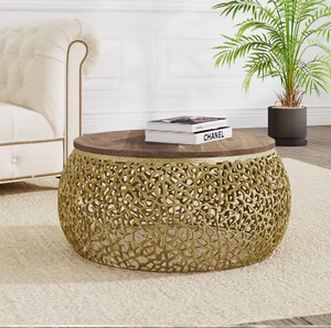 Table basse contemporaine géométrique octogonale finition or avec base en verre disponible aux prix de gros. - Product Image 5