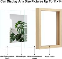11x14 Set bingkai mengambang 2 bingkai foto kaca ganda terbuat dari tampilan kayu Solid ukuran apa pun foto hingga 11x14 pemasangan dinding