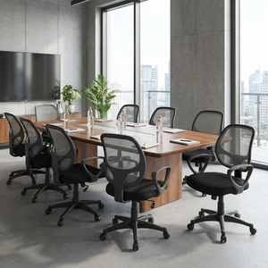 Atlanta Modern Executive Office <b>Chair</b> Grey/Black Mesh Ergonomic Staff Style Adjustable Headrest PA Aluminium Fabric PU Plastic - Product Image 3