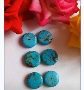 Bonne qualité forme ronde nouveauté Arizona Turquoise beignets perles pierres précieuses pour boucle d'oreille collier fabrication de bijoux cadeaux d'été - Product Image 1