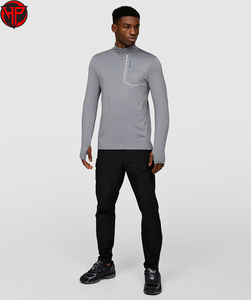 Ropa deportiva Quarter Zip Training Tops Logotipo personalizado Hombres Gimnasio Entrenamiento Fitness Pullover Deportes 1/4 Zip Camisas - Product Image 2