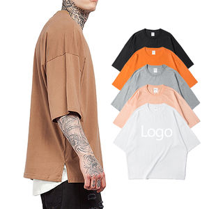 High Quality Cotton Men's T-shirts <b>Drop</b> Shoulder Short Sleeve T-shirts Streetwear Fashion Custom Men's Clothing T shirts - Product Image 5