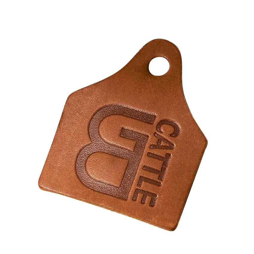 Custom Leather Cow Tag Leather Ear Tag Keychain Custom