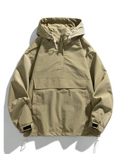 Vente en gros de vestes coupe-vent à capuche pour hommes, tendance, confortables, séchage rapide, style élégant, sur mesure avec position du logo sur le devant - Product Image 3