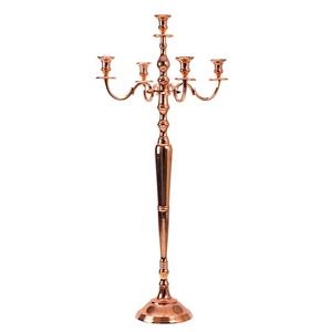 Candelabros modernos de aluminio chapado en oro rosa para Oem hogar boda decoración del hogar piso elegante 5 brazos alto acabado usado - Product Image 1