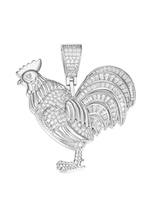 Pendentif coq en moissanite baguette plaqué argent 925 et rhodium, style hip-hop, moissanite VVS, cadeau unisexe - Product Image 5