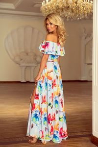2024 personalizado elegante cuello pico Halter Maxi vestido XL tamaño Natural Digital bordado tejido algodón borla lavable A-Line - Product Image 3
