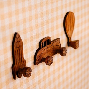 Personalizado cuarto de niños colgante de pared de la habitación corte láser de madera pulida globo de aire caliente bebé signo decoración mejor precio - Product Image 3