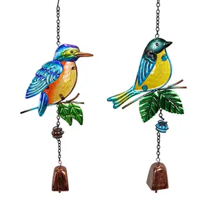 Kingfisher / Bluetit Bells Wind Chimes Decoration Stained Glass Hanging Pendant Creative Gifts Garden Ornament