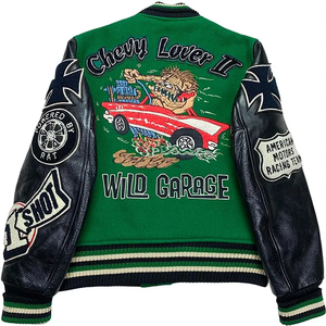 Orem Hiver 100% Laine Rose Broderie 2025 meilleure qualité avec manches en cuir hommes varsity veste en cuir - Product Image 2