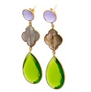 Boucles d'oreilles en forme de poire et de trèfle en argent Sterling 925, péridot, Quartz, Labradorite, lavande, calcédoine, nouvel arrivage - Product Image 1