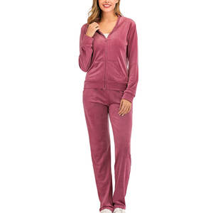 Premium Quality Cropped <b>Velour</b> Tracksuit Set Women Breathable Knitting <b>Hoodie</b> Pattern Lady's Casual Winter Wear 2 Pieces 2026 - Product Image 1