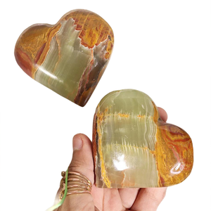 Coeur en onyx rouge et vert naturel grand, coeur en marbre onyx, coeur en marbre onyx vintage - Product Image 3