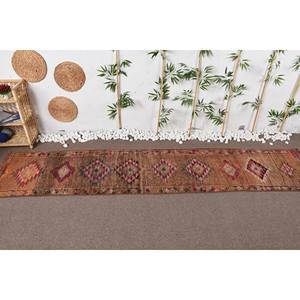 พรมขนสัตว์สีน้ำตาลวินเทจขนาด2.5x12ฟุตลายเรขาคณิตตุรกีผืนใหญ่งานเย็บปะทรงสี่เหลี่ยมผืนผ้าน้ำยางหญ้าทะเลใหม่สำหรับห้องโถงห้อง - Product Image 2