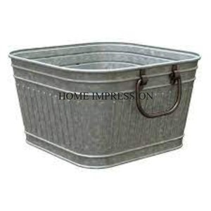 Square Shape Galvanized <b>Flower</b> Planters and <b>Pots</b> With Handles Deluxe Quality <b>Large</b> Size Home and Garden Decorative Planter & <b>Pot</b> - Product Image 1
