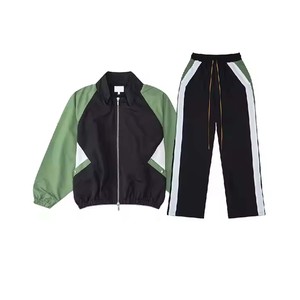 High Quality Custom Made Men Unisex <b>Cargo</b> Windbreaker Jacket With Jogger Pant Sets Tracksuit - Product Image 4