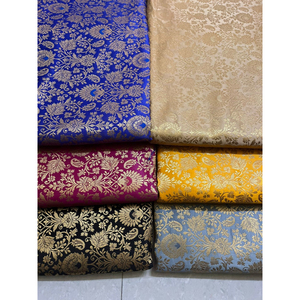 KVR al por mayor Banarasi Poyester/fábrica de tela de seda nuevo diseño patrón impreso para mujeres de fabricante y proveedor indio - Product Image 2