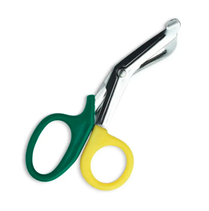 Ciseaux à poignée en plastique vert jaune avec source d'alimentation manuelle en acier inoxydable pour base d'instrument chirurgical de pansement d'infirmières - Product Image 1
