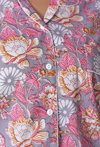 Conjunto de pijama de algodón con estampado de bloques: ropa de dormir india, regalo de verano para su dama de honor Pj Lounge Wear - Product Image 6