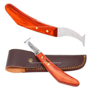 Outils de maréchal-ferrant haut de gamme couteau à sabot lame droite bord tranchant acier japonais et manche en bois poli soin de coupe de cheval - Product Image 6