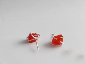 Boucles d'oreilles bohème orange cornaline naturelle clous en argent sterling plaqué or pour les occasions de fête et de cadeau bijoux de pierre de naissance vierge - Product Image 2