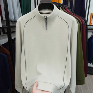 Camiseta de Hombre de Lujo con Media Cremallera, Cuello Alto, Manga Larga, Cálida, Informal, 100% Algodón Transpirable para Invierno - Product Image 5