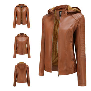 Nouvelle veste en cuir véritable pour femme, automne, matelassée, col rabattu, manches longues, veste de motard, solide, respirante, vestes pour femmes - Product Image 4