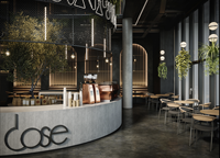 Comptoir de café moderne de style forêt pour centre commercial Meuble de magasin Table de comptoir de café Kiosque à café Forme ronde