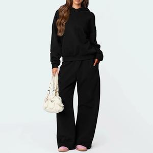 New Stylish Printed 2 Piece Set Stylish Casual Design Women's Tracksuits 100% Cotton Oversized Sweat Suits - Product Image 4