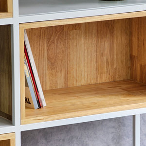 Estante de 5 Niveles con Estructura de Madera de Caucho y Hierro para Decoración de Sala de Estar KS68224 - Product Image 4