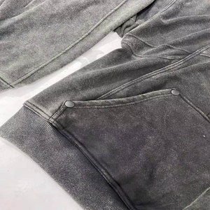 Nouveau Hoodie Homme 2025 Élégant en Coton Polaire à Col Zippé, Effet Délavé Acide et Vieilli, Respirant, Hiver, Service OEM - Product Image 3