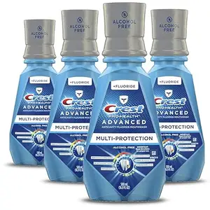 Crest Pro Health Advanced Multi-Protectionマウスウォッシュ、アルコールフリー、エクストラディープクリーンフレッシュミント、500 mL (16.9液量オンス) 、4パック