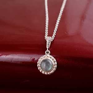 Labradorite Brass <b>Bedded</b> Pendant Silver Plated Geometric Wholesale Pendant - Product Image 5