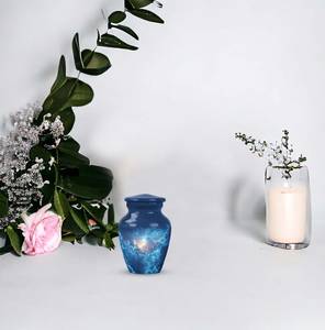 แจกันใส่เถ้ากระดูกตกสวรรค์ทรงโกศสีฟ้าสำหรับขี้เถ้าตกแต่งทันสมัย - Product Image 5