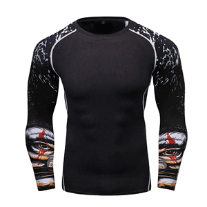 87% Polyester 13% Elastane <b>Mock</b> <b>Neck</b> 4-way Stretch Dual-layer Fabric Fast-drying Compression Shirts Rash Guard MMA BJJ - Product Image 4