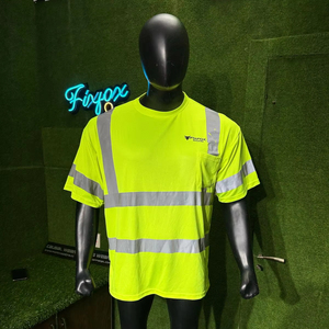 เสื้อยืดคนงานก่อสร้างที่มีแถบสะท้อนแสงคุณลักษณะด้านความปลอดภัยโลโก้ตามสั่ง - Product Image 1