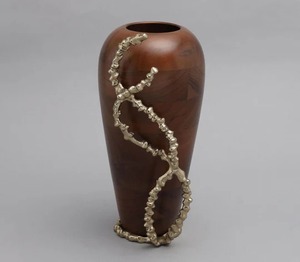 Vase à fleurs en bois et en métal exquis pièce de déclaration créative idée cadeau parfaite pour les mariages de pendaison de crémaillère ou les occasions spéciales - Product Image 5