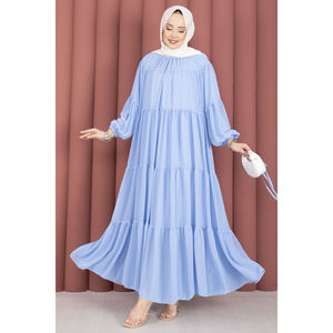 Vestido de Gasa Azul Bebé, Elegante, con Estampado Floral, en Capas, Transpirable, Estilo Casual, Cintura Natural, Talla XS, para el Día, Fiestas y Celebraciones - Product Image 6