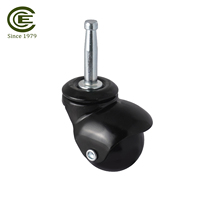 Roue pivotante à billes de 1,5 pouce avec revêtement noir électrolytique et roue en PP noir, matériau en acier