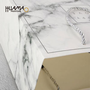 Sacs en papier en marbre blanc directement de l'usine avec cordon de serrage, taille/logo personnalisés, sacs d'emballage de luxe pour cosmétiques/sacs cadeaux - Product Image 5