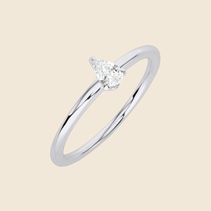 Bague Petite Pêche en Or Massif 14K avec Diamant de Laboratoire de Qualité Supérieure F+-VS 0,16 Carat – Idéale pour les Occasions Spéciales et les Fêtes, Convient à Tous - Product Image 1