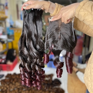 Extensions de cheveux humains vietnamiens de qualité supérieure, prix avantageux, cheveux raides et volumineux, couleur ombrée, ensemble de mèches avec fermeture, 2025 - Product Image 5