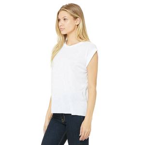 Bella Canvas 8804, camiseta de músculo fluido para mujer con puño enrollado, ajuste drapeado relajado, puño enrollado, dobladillo inferior crudo, camiseta transpirable fluida - Product Image 2