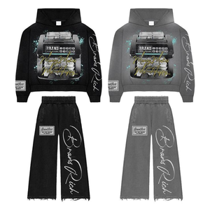 Nuevo Chándal de Invierno para Hombre de Alta Calidad, Corte Regular, 100% Algodón, Diseño Deslavado al Ácido, Detalles con Logotipo Bordado e Impreso - Product Image 1