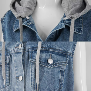 New Design <b>Fashion</b> Sleeveless Jacket Unisex <b>Men</b> Women Denim Cowboy <b>Vest</b> Ladies Hooded Denim <b>Vest</b> - Product Image 3