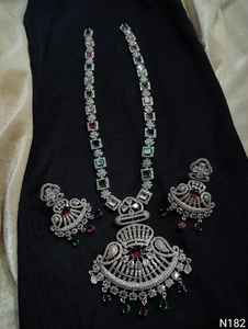 TRADITIONAL AMERICAN PENDENT American DIAMOND PENDENT <b>SET</b> & SILVER PLATED CLASSIC PENDENT <b>SET</b> for WOMEN & <b>GIRL</b> ANDJEWELLERY <b>SET</b> - Product Image 4