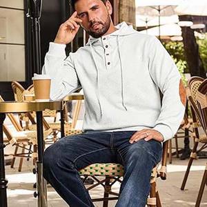 เสื้อฮู้ดซิปผู้ชายลำลองสำหรับฤดูหนาว ฤดูใบไม้ร่วง ฤดูใบไม้ผลิ ผ้าฝ้าย 100% สวมใส่สบาย เหมาะสำหรับเล่นกีฬา ระบายอากาศได้ดี แบบวาฟเฟิลย้อมสีพื้น สามารถสั่งทำได้ - Product Image 5