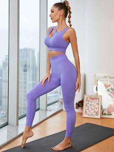 Top vente Yoga ensemble taille haute sans couture rembourré vêtements d'entraînement Leggings Fitness femmes Yoga ensembles - Product Image 4