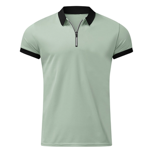 Polo inspirado en la ropa de calle para hombre, camisa con rayas verticales media cremallera y a la moda para estilo diario, pedido personalizado - Product Image 2
